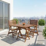 Bahçeme Ürgüp Katlanır Ahşap Bahçe Balkon Seti: 60X60 Masa + 2 Sandalye