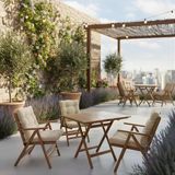Bahçeme Ürgüp Katlanır Ahşap Bahçe Balkon Seti: 80X80 Masa + 2 Minderli Sandalye