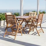 Bahçeme Ürgüp Katlanır Ahşap Bahçe Balkon Seti: 80X80 Masa + 4 Minderli Sandalye