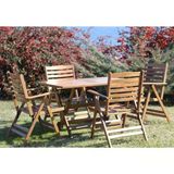 Bahçeme Ürgüp Lx Katlanır Ahşap Bahçe Balkon Seti: 80X140 Masa +4 Sandalye