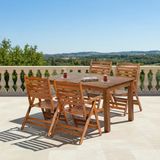 Bahçeme Ürgüp S Ahşap Bahçe Balkon Seti: 80X160 Sabit Masa + 4 Katlanır Sandalye