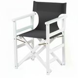Bahçeme Yönetmen Katlanır Ahşap Bahçe Balkon Sandalyesi - Beyaz Ahşap & Antrasit Pvc