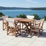 Bahçeme Yönetmen Katlanır Ahşap Bahçe Balkon Seti: 80X140 Masa + 4 Sandalye