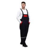 Bahçıvan Tulumu 16/12 Lacivert Gabardin Kırmızı Biyeli Askılı Tulum 4 Cepli LACİVERT-4XL