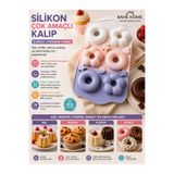 bahe home Silikon Donut ve Kek Muffin Kalıbı Yapışmaz Fırın ve Mikrodalga Uyumlu Cupcake Mini Kek Kalıbı