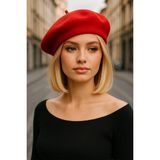 Bahels Kırmızı Fransız Ressam Keçe Bere Şapka - Standart