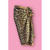 Bahels Özel Tasarım Leopar Desen Iç Göstermeyen Pareo 95*145 cm - Standart - Kahverengi