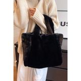 BAHELS Peluş Siyah Yumuşak Dokulu Tote Omuz Çantası