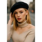 Bahels Siyah Fransız Ressam Keçe Bere Şapka - Standart