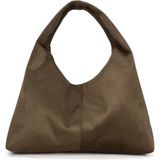 Bahels Yeşil Süet Kadın Shopper Omuz Çantası – Yumuşak Form Vintage Model