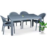 Bahex Almina Rattan Masa Takımı 80x140 Camsız Masa 4 Kişilik Bambu Sandalye Seti Bahçe Balkon Teras Takımı
