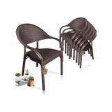Bahex Bambu 6lı Set Rattan Bahçe Sandalye 6ad Koltuk Kahve Kahverengi