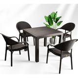 Bahex Bambu Kare 90x90 cm Rattan 4 Kişilik Kahverengi Balkon Bahçe Masa Takımı