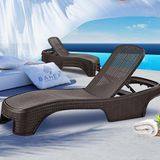 Bahex Brezza Royal Rattan Şezlong 4 Adet 2536 Lüx Havuz & Plaj Şezlongu 3 Kademeli Katlanır - Kahverengi