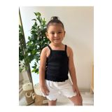 BAHNUR Siyah Ribana Bebek Krop Üst Bluz