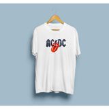 Bahriyeli Collection Oversize Ac/dc Yazılı Tasarım Unisex T-Shirt - Beyaz