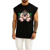 Bahriyeli Collection Oversize Ani Saldırı Garry 'nin Mod Gamer Tişört Göğüs Baskılı Atlet - Siyah