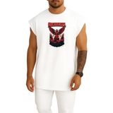 Bahriyeli Collection Oversize Archangel Göğüs Baskılı Atlet - Beyaz - XL