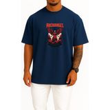 Bahriyeli Collection Oversize Archangel Göğüs Baskılı Unisex T-Shirt - Lacivert - M