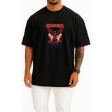 Bahriyeli Collection Oversize Archangel Göğüs Baskılı Unisex T-Shirt - Siyah - M