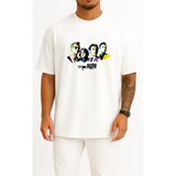 Bahriyeli Collection Oversize Arctic Monkeys Art, Jamie Cook Alex Turner Arctic Monkeys Göğüs Tasarımlı Unisex T-Shirt - Beyaz
