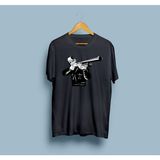 Bahriyeli Collection Oversize Avcı Tüfek Tasarım Unisex T-Shirt - XL - Siyah