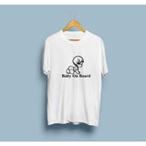 Bahriyeli Collection Oversize Baby On Board / Arabada Bebek Var Tasarım Unisex T-Shirt - Beyaz