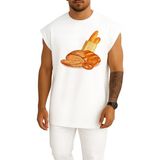Bahriyeli Collection Oversize Baget Kruvasan Ekmek Simit Ekmek Hamur Işi Göğüs Tasarımlı Atlet - Beyaz