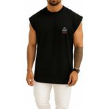Bahriyeli Collection Oversize Ben Gym Faresiyim - Kaslı Fare Cep ve Sırt Tasarımlı Atlet - Siyah