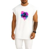 Bahriyeli Collection Oversize Bu Benim Terapim Dumbell Fitness Gym Göğüs Baskılı Atlet - Beyaz