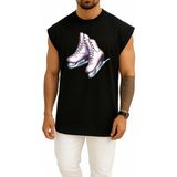 Bahriyeli Collection Oversize Buz Pateni Göğüs Tasarımlı Atlet - Siyah - XL