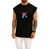 Bahriyeli Collection Oversize Cesaret Gym Köpeği - Fitness Göğüs Baskılı Atlet - Siyah
