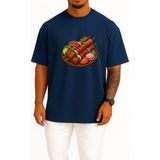 Bahriyeli Collection Oversize Çöp Şiş Tavuk Şiş Izgara Göğüs Baskılı Unisex T-Shirt - Lacivert - M