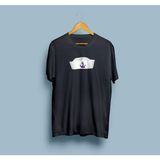 Bahriyeli Collection Oversize Denizci Şapkası Tasarım Unisex T-Shirt - XL - Siyah