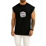 Bahriyeli Collection Oversize Fitness Kraliçe Kadın Gym Göğüs Baskılı Atlet - Siyah