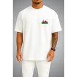 Bahriyeli Collection Oversize Galler Bayrağı Cep Baskılı Unisex T-Shirt - Beyaz