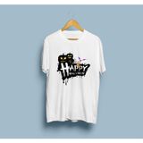 Bahriyeli Collection Oversize Happy Halloween Tasarım Unisex T-Shirt - XL - Beyaz