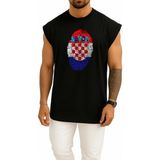 Bahriyeli Collection Oversize Hırvatistan Logosu ve Bayrağı Göğüs Tasarımlı Atlet - Siyah
