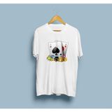 Bahriyeli Collection Oversize Iskambil Kağıtları Unisex T-Shirt - Beyaz