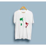 Bahriyeli Collection Oversize Italy / Italya Haritası ve Bayrağı Unisex T-Shirt - Beyaz