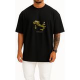 Bahriyeli Collection Oversize Italya Haritası Göğüs Tasarımlı Unisex T-Shirt - Siyah