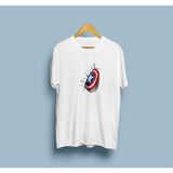 Bahriyeli Collection Oversize Kaptan Amerika Kalkanı Tasarım Unisex T-Shirt - Beyaz