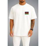 Bahriyeli Collection Oversize Kenya Bayrağı Cep Baskılı Unisex T-Shirt - Beyaz - M