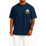 Bahriyeli Collection Oversize Minimalist - Ordu - Giresun Fındık Cep Tasarımlı Unisex T-Shirt - Lacivert - XL
