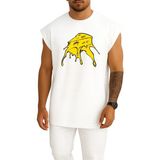 Bahriyeli Collection Oversize Nachos Isviçre Peyniri Çedar Sosu Göğüs Baskılı Atlet - Beyaz - XL
