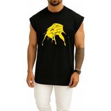 Bahriyeli Collection Oversize Nachos Isviçre Peyniri Çedar Sosu Göğüs Baskılı Atlet - Siyah - M