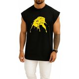 Bahriyeli Collection Oversize Nachos Isviçre Peyniri Çedar Sosu Göğüs Baskılı Atlet - Siyah