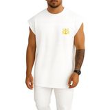 Bahriyeli Collection Oversize Nargile Silüet Cep Tasarımlı Atlet - Beyaz - XL