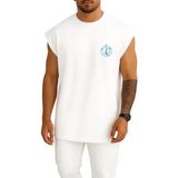 Bahriyeli Collection Oversize Nargile ve Meyveler Cep Tasarımlı Atlet - Beyaz
