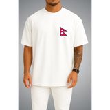 Bahriyeli Collection Oversize Nepal Bayrağı Cep Baskılı Unisex T-Shirt - Beyaz - M